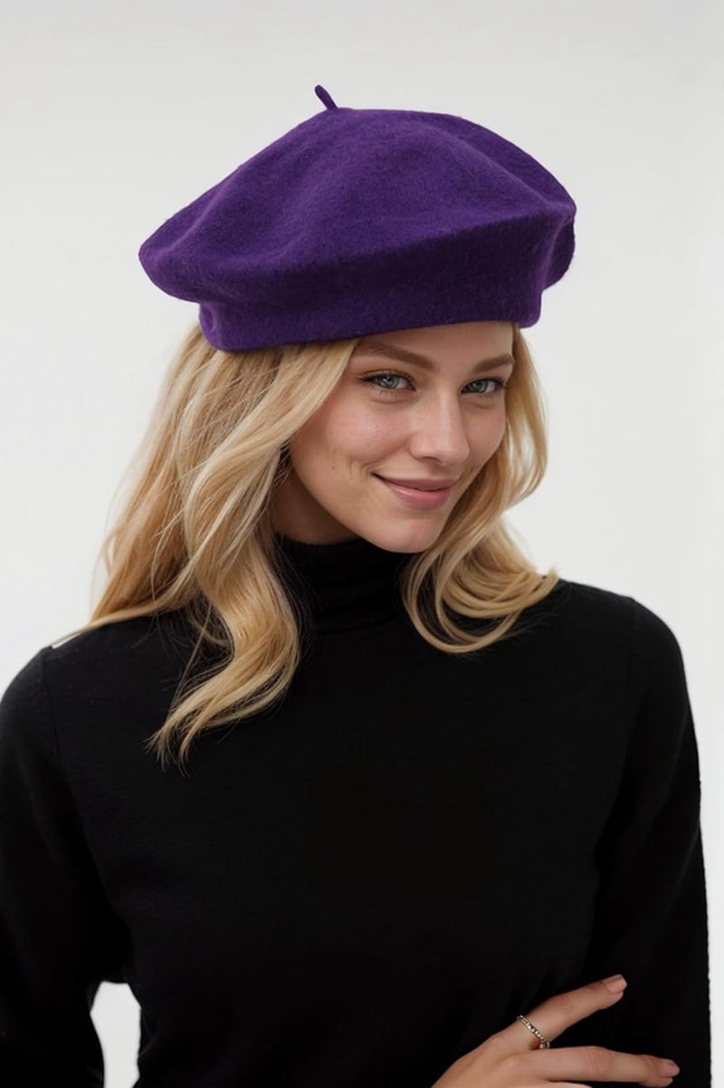 EGANO Women's ​​Beret Hats​​ - French Wool Blend Winter Cap, 70% Wool All-Season Soft ​​Beret Hats for Women​​ (Multi-Color)​ - Image 3